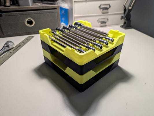 Stackable Long Hex or Torx socket tray